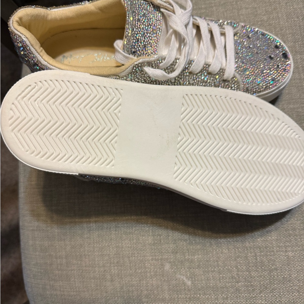 Betsy Johnson Sparkling Silver Sneakers - Picture 2 of 3
